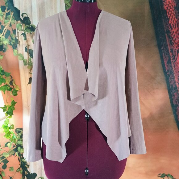 Forever 21 Sweaters - EUC: Forever 21 Sze Small Taupe Faux Suede Waterfall Open-front Cardigan